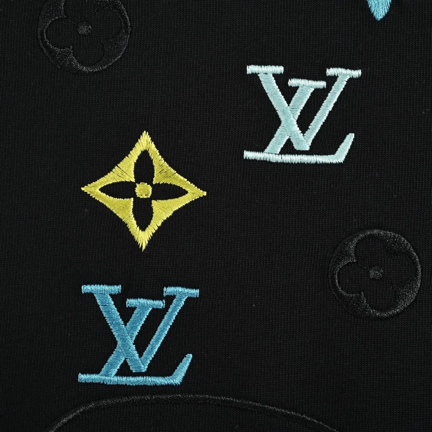 Louis Vuitton/Louis Vuitton 26ss wave pattern color block presbyopic embroidered short sleeves